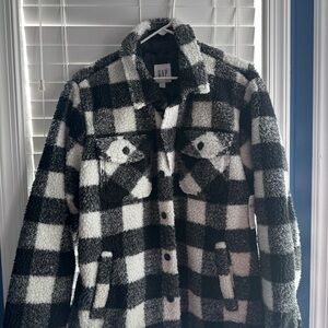 GAP Charcoal and Ivory Checkered Jacket